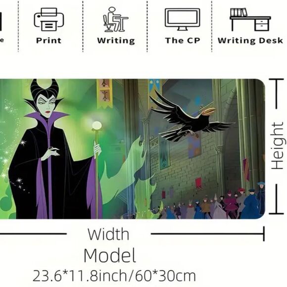 Maleficent Aurora Oversized Multifunctional, Mouse Pad for Gaming, Office 12X24 - Picture 3 of 3